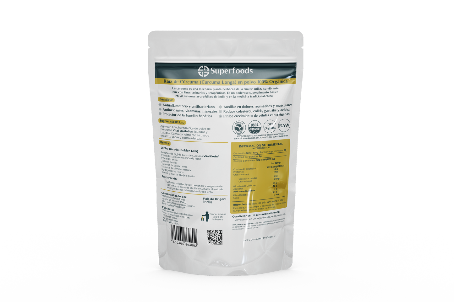 Cúrcuma Orgánica en Polvo 100g
