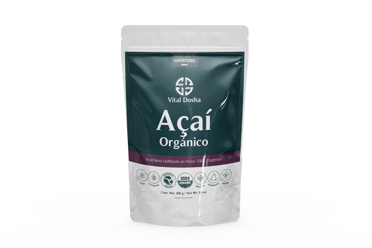 Açaí Orgánico Liofilizado en Polvo 100g