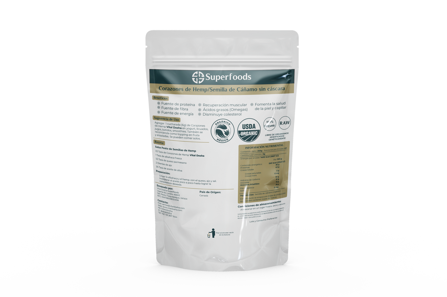Corazones de Hemp Orgánico 250g